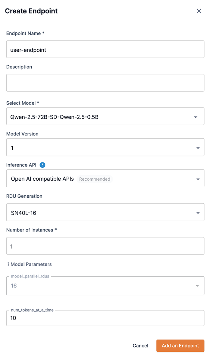 Create endpoint