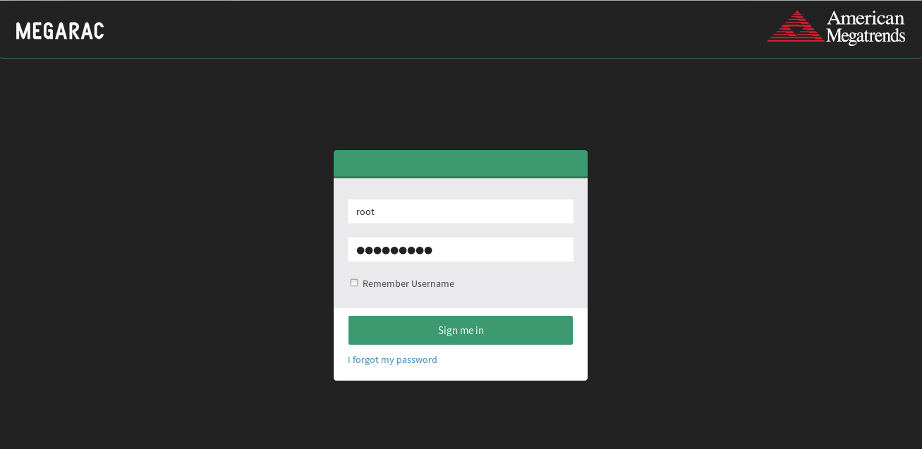 Login screen
